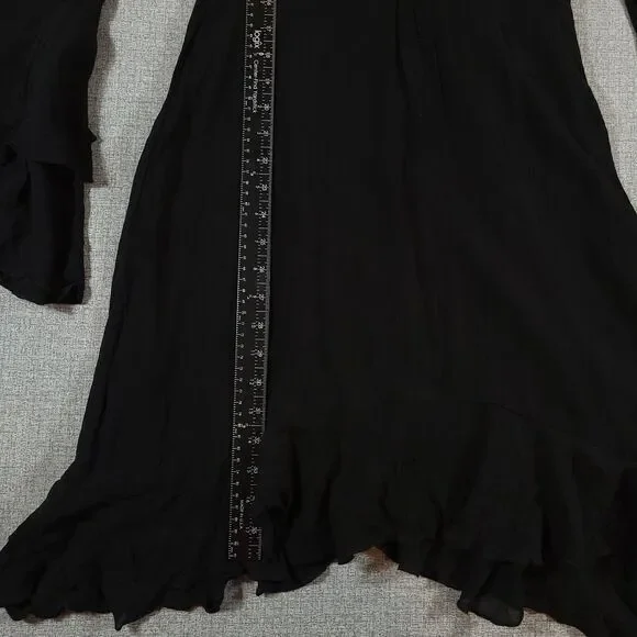 Philosophy Black Whimsigoth Dress 2 Sharkbite Hem Gauzy Ruffle Sleeve Witchy - Picture 10 of 16
